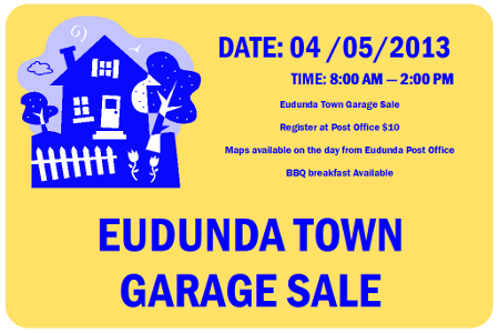 Eudunda Town Garage Sale 4th May 2013 - sell something or buy from others