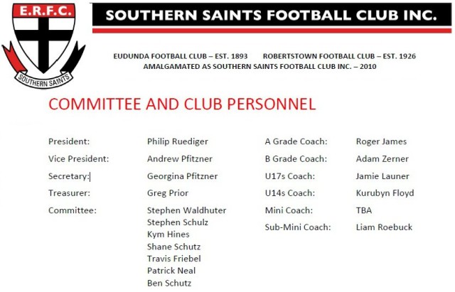 Southern Saints Committee & Club Personnel 2016