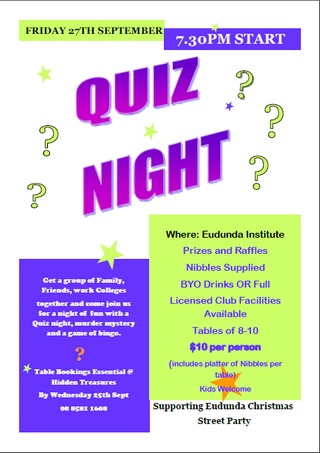 Street party fundraiser quiz night flier 27 Sept 2013