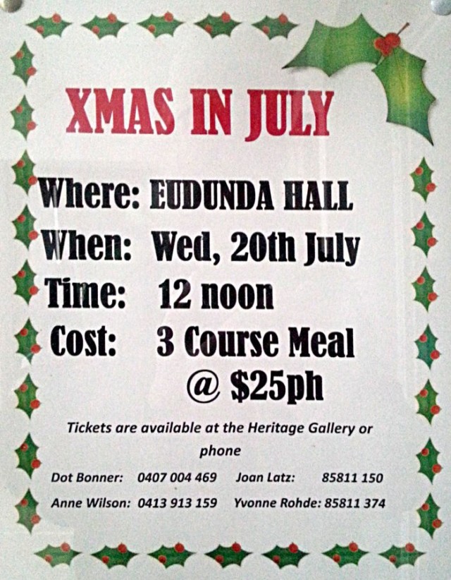 XMAS in July Flier - Eudunda Heritage Gallery 20th July 2016