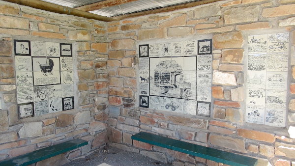 Eudunda Gardens - Shelter with some of the many Tiles on Centenary of Transport