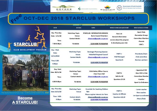 StarClub Edu Poster Workshops OCT-DEC 2018