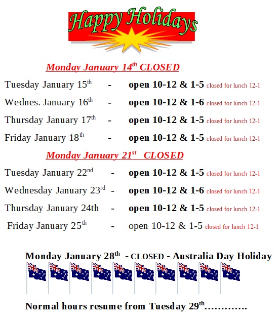 Eudunda Library - Christmas 2018 School Holiday Times - part 2