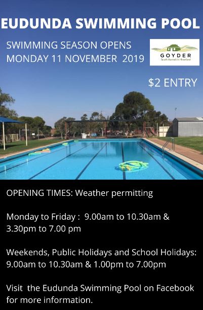 Eudunda Swimming Pool Season Is Open