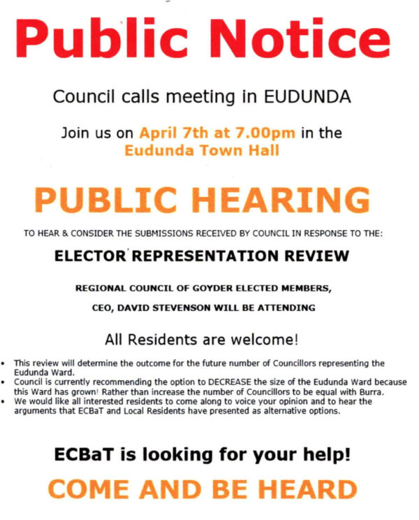 Important Meeting to Discuss Elector Representation Review – Wed 7th April